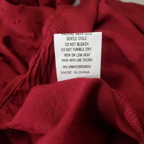 Bloomchic Blouse Women's 3X Burgundy Long Sleeve Button Detail Fabric Dots NWT - Picture 7 of 8